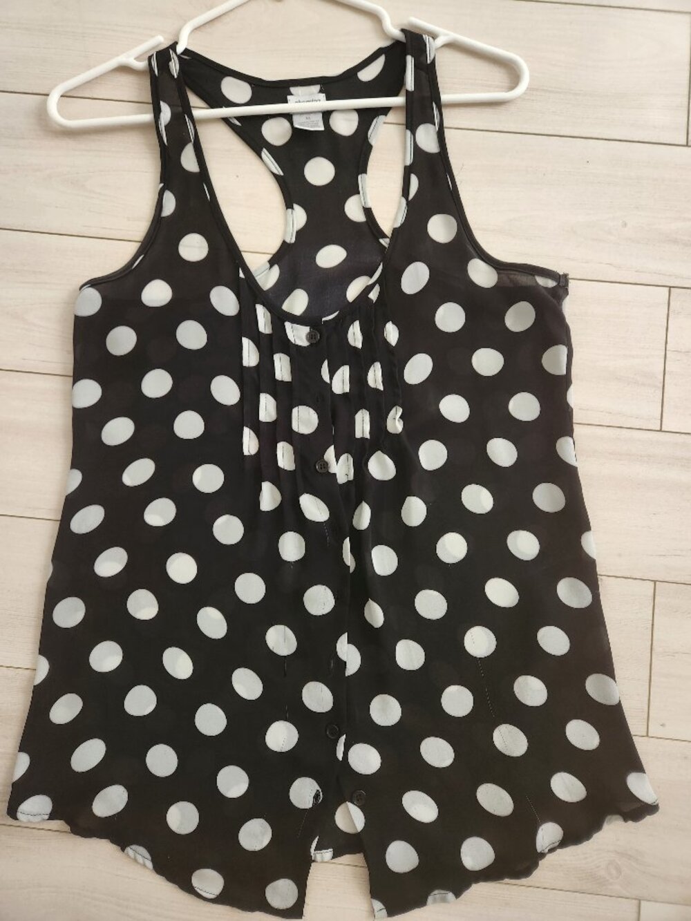 🖤🤍 Charming Charlie's Black & White Polka Dot Sheer Blouse – Size Medium